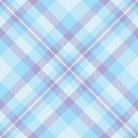 Delicate check tartan fabric, femininity textile texture seamless. Gentleman plaid pattern background in light and cyan colors. vector