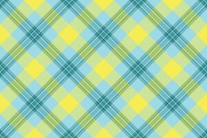 Editable background tartan pattern, linear plaid check texture. Dye textile fabric seamless in cyan and yellow colors. vector