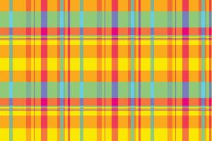 Track fabric seamless background, fresh check plaid pattern. Nostalgia tartan textile texture in bright and orange colors. vector