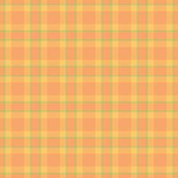 Couch textile check background, latin plaid tartan. Rich seamless texture fabric pattern in orange and amber colors. vector