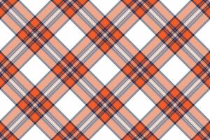 Vibrant diagonal plaid pattern in peach, orange, and white. Perfect for textile design, fashion, home decor, or website backgrounds. This cheerful, modern design evokes feelings of warmth and style. vector