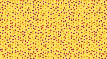 Vibrant abstract background featuring a playful scatter of red, orange, and purple dots on a sunny yellow backdrop. vector