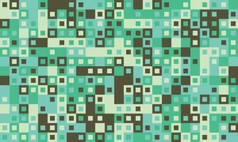 Abstract geometric pattern featuring a vibrant mosaic of teal, mint, and brown squares. Ideal for backgrounds, textiles, website designs, and modern art projects. vector