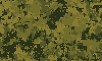 Abstract digital camouflage pattern in olive green and dark green tones. Ideal for backgrounds, textures, or militarythemed designs. The pixelated style creates a sense of concealment and mystery. vector