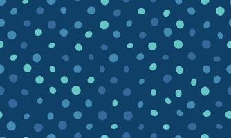 Seamless pattern of handdrawn teal and blue circles on a navy background. Perfect for textile design, website backgrounds, or playful branding. Evokes feelings of calm and creativity. vector