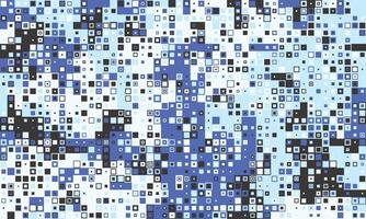 Abstract digital art featuring a dynamic mosaic of blue, white, and black squares. Perfect for tech, data visualization, or modern design projects. vector