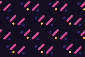 Vibrant geometric pattern featuring pink and purple diagonal lines, punctuated by yellow and purple dots on a dark background. vector