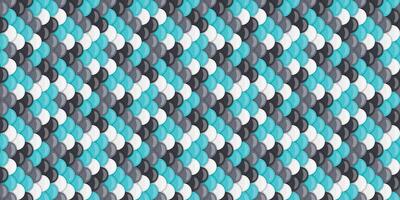 Abstract seamless pattern of overlapping circles in teal, gray, and white, creating a dynamic, textured surface. Ideal for website backgrounds, textile designs, or modern graphic projects. vector