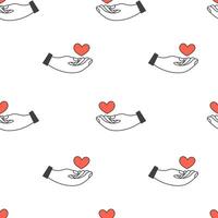 Hand Holding Heart Shape Seamless Pattern vector