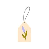 Tag with Lavender Flower and String vector