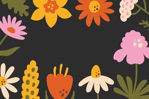 Retro Summer Floral Background Frame vector