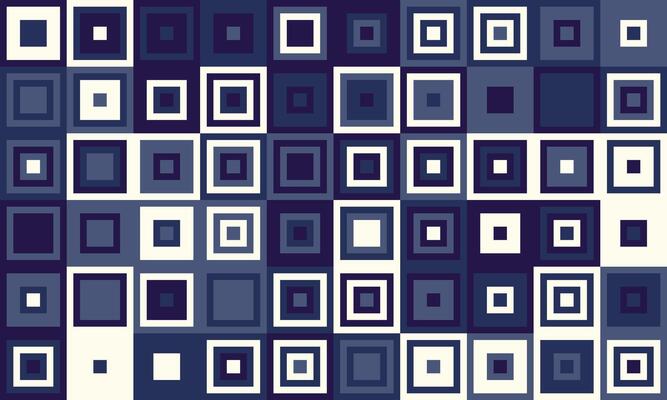 Abstract geometric background featuring a mesmerizing array of nested squares in varying shades of blue and white.