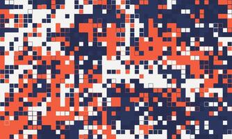 Abstract pixel art background. Vibrant orange, white, and navy blue squares create a dynamic, modern design. vector