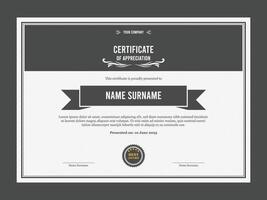 Retro style certificate of appreciation template for company, business, graduation, diploma vector