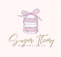 Bakery label design with lettering sugar theory drawing on beige background vector
