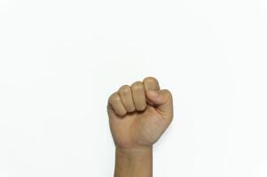 letter S of American hand sign language isolated on white background photo