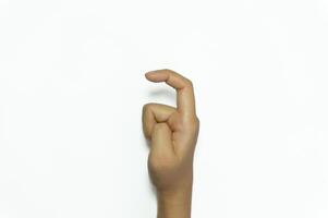 letter X of American hand sign language isolated on white background photo
