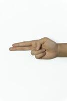 letter H of American hand sign language isolated on white background photo