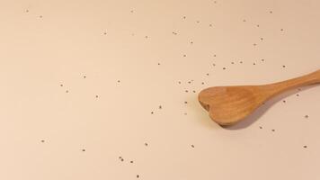 Empty wooden spoon for heart shape. photo