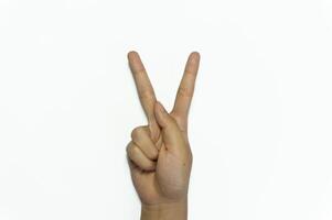 letter K of American hand sign language isolated on white background photo