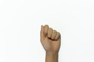 letter A of American hand sign language isolated on white background photo
