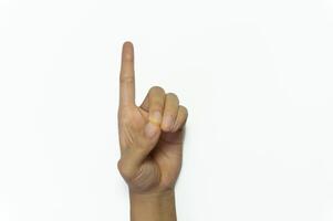 letter D of American hand sign language isolated on white background photo