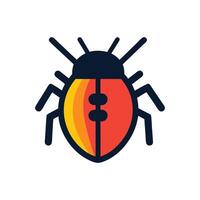 Pixel Art Ladybug Bug Icon Software Bug Symbol Gradient Design Element vector