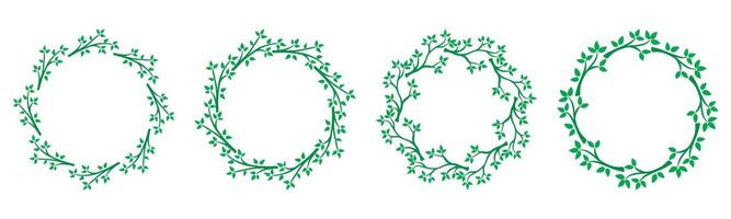 Set of summer round frames made of tree branches vector