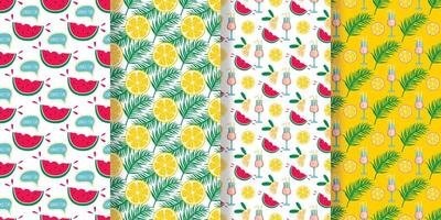 Set of bright summer seamless patterns vector