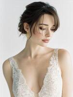 Luxurious Wedding Gown with Subtle Embroidery photo