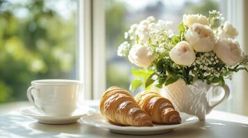 A scrumptious breakfast scene, a perfect morning, a sweet start to the day photo