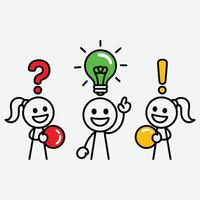 Stick figure problem creative idea development and implementation vector