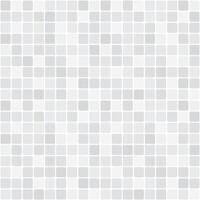 mosaic of rounded square tiles, black and white in greyscale - seamless repeatable pattern texture background vector