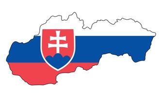 Slovakia map with flag - outline of a state with a national flag, white background, vector