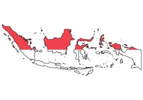 Indonesia map with flag - outline of a state with a national flag, white background, vector