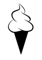 ice cream - black and white symbol of soft serve ice cream in a cone, simple illustration isolated on white background vector