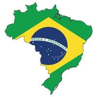 Brazil map with flag - outline of a state with a national flag, white background, vector