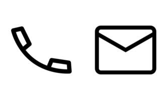 contact us icon set - phone contact and address, a simple symbol of a post envelope and a telephone handset, black and white illustration vector