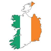 Ireland map with flag - outline of a state with a national flag, white background, vector