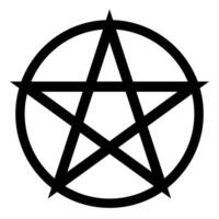 Pentacle symbol - illustration of simple five-pointed star in circle, isolated on white background vector