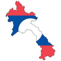 Laos map with flag - outline of a state with a national flag, white background, vector