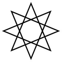 octagram shape symbol, black and white line art illustration of eight-pointed star polygon vector