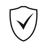 shield with OK check mark icon silhouette, illustration isolated on a white background vector