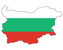 Bulgaria map with flag - outline of a state with a national flag, white background, vector