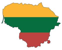 Lithuania map with flag - outline of a state with a national flag, white background, vector