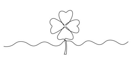 Clover one line symbol of St. Patrick's Day continuous line isolated sketch, border vector