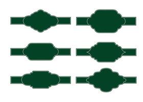 Islamic green ribbons for text, window form. Muslim panel elements. illustrations set. Ramadan window shapes. vector