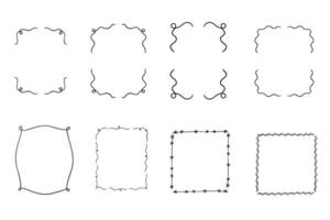 Doodle frame border set with abstract square and rectangle shapes, hand drawn decoration, scribble shape, simple template vector