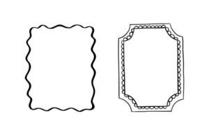 Doodle frame border, abstract shapes, hand drawn decoration, scribble shape, rectangular template vector