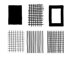 Hand drawn grid pattern with pencil texture, checker and line background in doodle style. vector